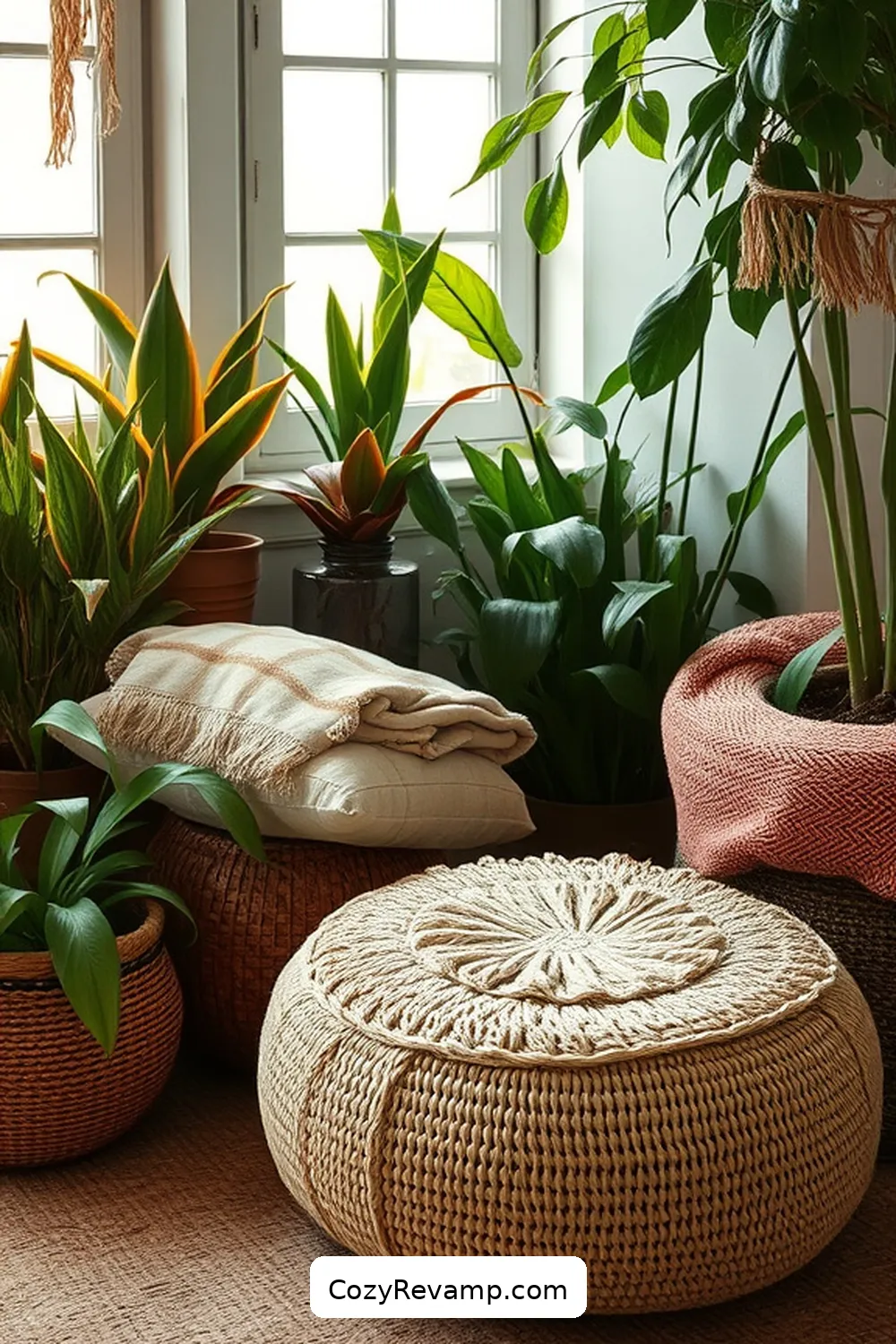 Natural Fiber Poufs for 24 Must-Have Natural Fiber Materials for Your Bohemian Garage Decor