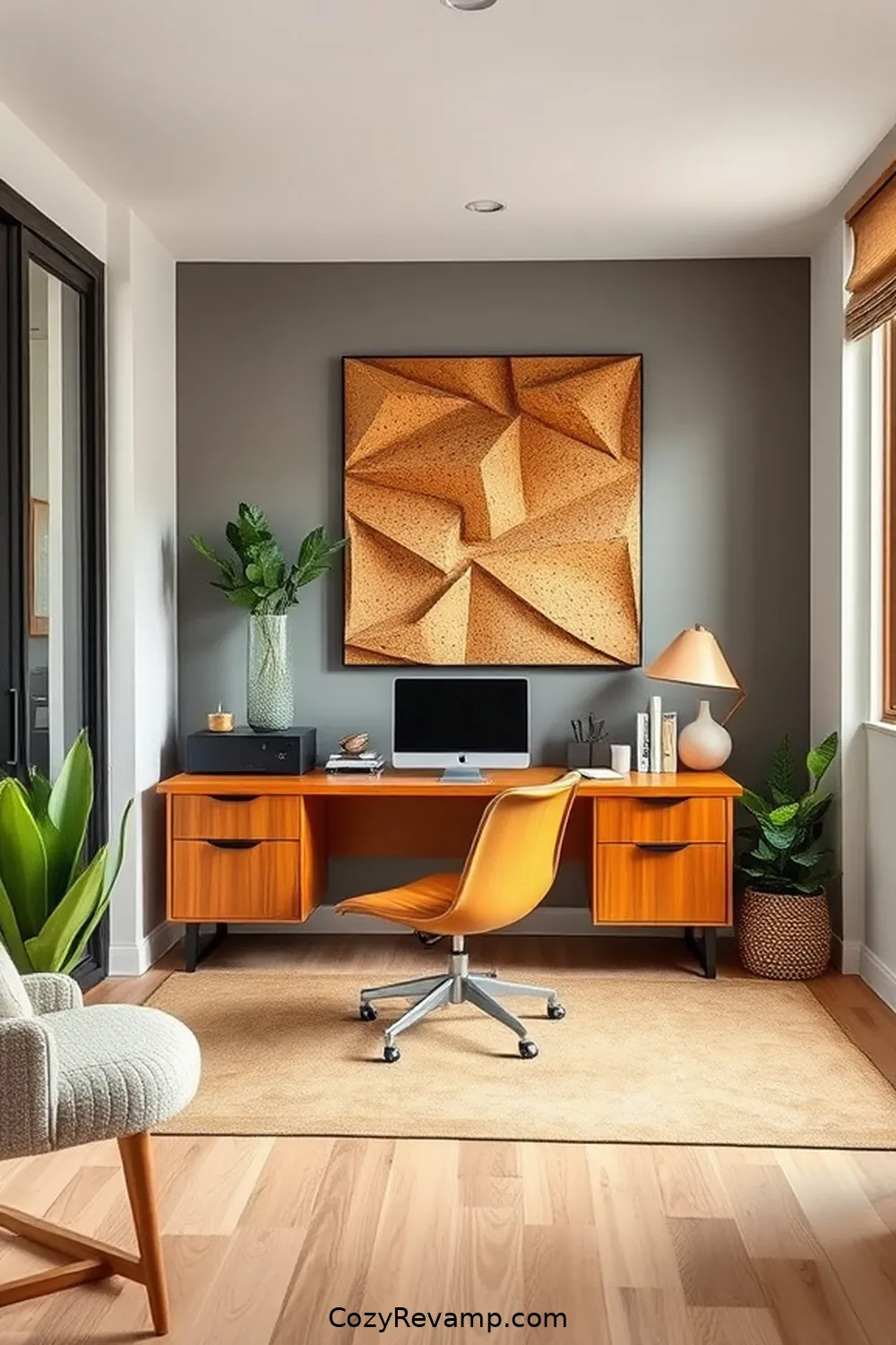 Cork Wall Art for a Creative Touch for 24 Stunning Mid-Century Modern Home Office Ideas With Cork Material