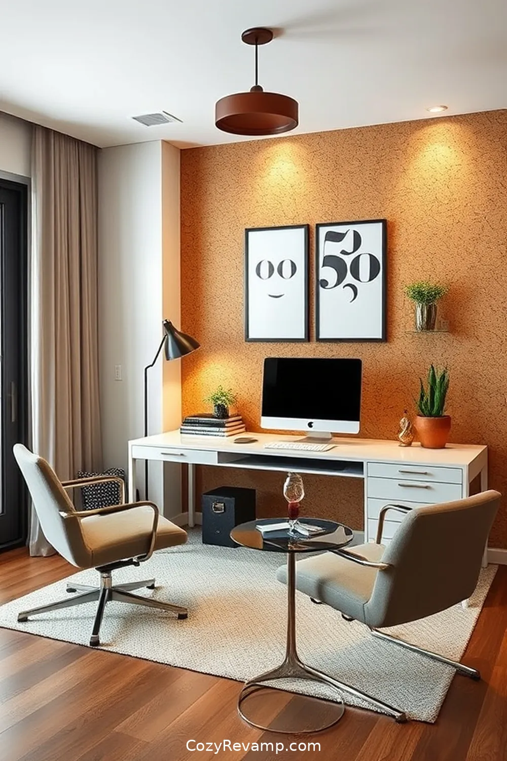 Cork and Metal Combination for a Chic Look for 24 Stunning Mid-Century Modern Home Office Ideas With Cork Material