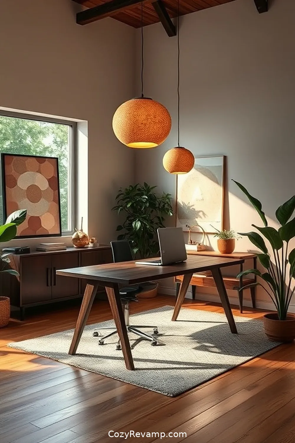 Natural Cork Lighting Fixtures for 24 Stunning Mid-Century Modern Home Office Ideas With Cork Material