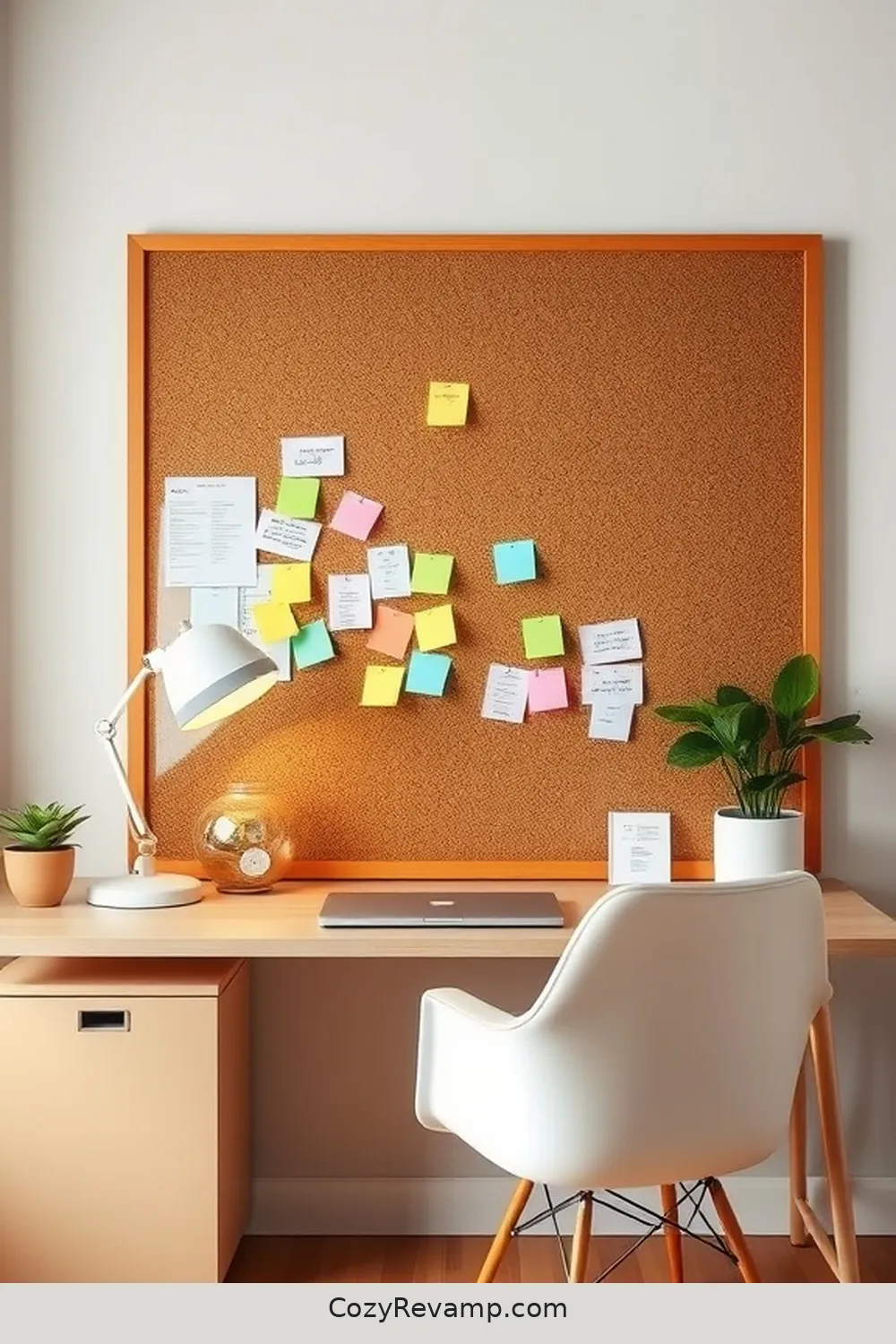 Retro Cork Bulletin Board for Organization for 24 Stunning Mid-Century Modern Home Office Ideas With Cork Material