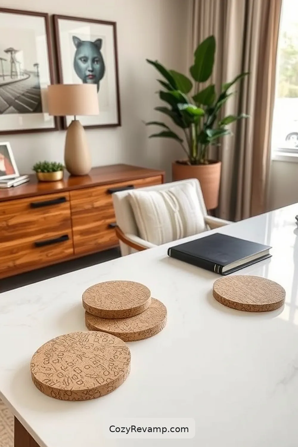 Unique Cork Coasters for a Personalized Touch for 24 Stunning Mid-Century Modern Home Office Ideas With Cork Material