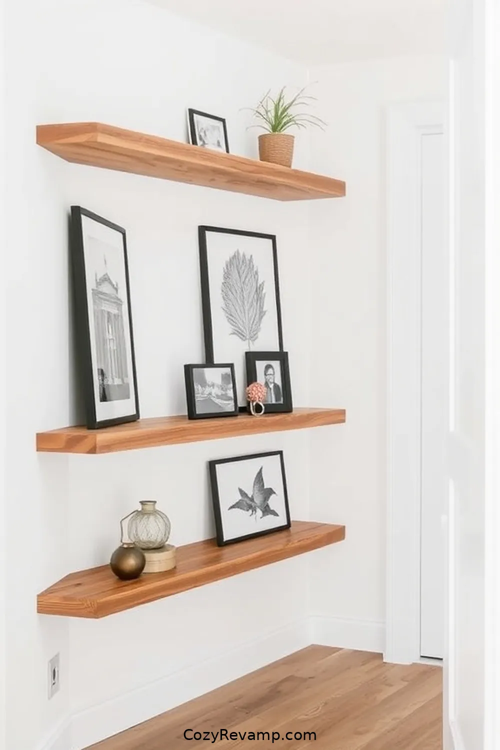 24 Stunning Minimalist Hallway Design Ideas Using Recycled Wood Material 3 Floating Shelves Made From Salvaged Wood for 24 Stunning Minimalist Hallway Design Ideas Using Recycled Wood Material