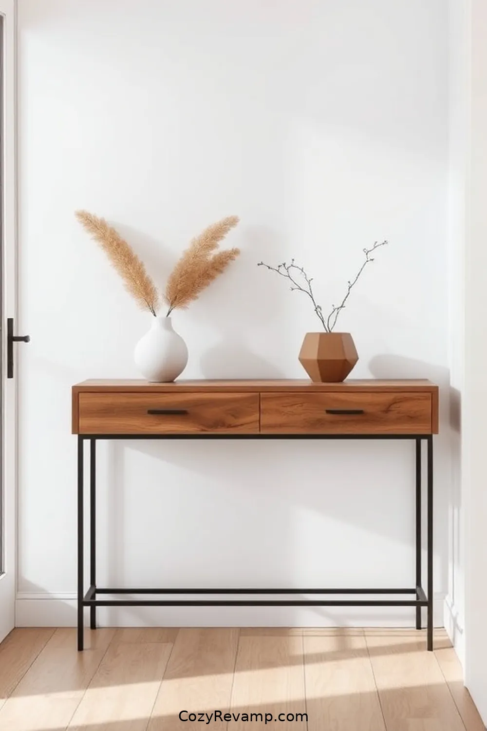 24 Stunning Minimalist Hallway Design Ideas Using Recycled Wood Material 14 Narrow Wood Console Table for Functionality for 24 Stunning Minimalist Hallway Design Ideas Using Recycled Wood Material