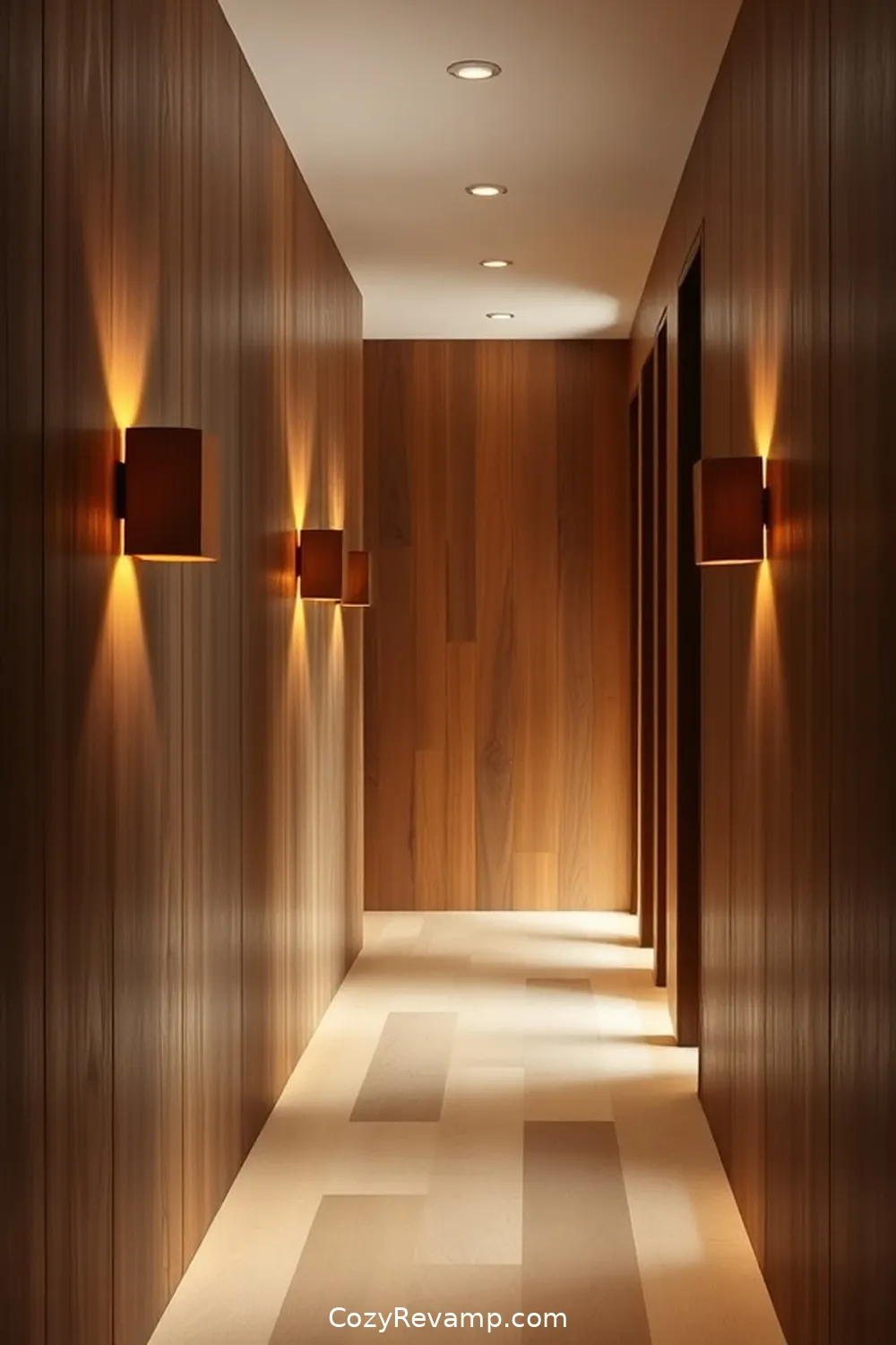 24 Stunning Minimalist Hallway Design Ideas Using Recycled Wood Material 22 Wooden Wall Sconces for Soft Lighting for 24 Stunning Minimalist Hallway Design Ideas Using Recycled Wood Material