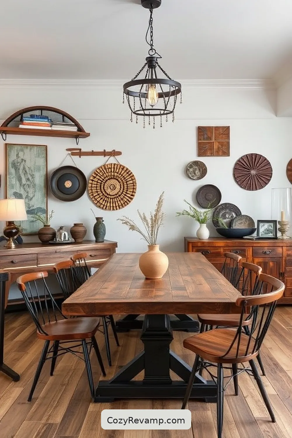 Eclectic Mix of Recycled Wood and Metal for 24 Stunning Modern Farmhouse Dining Room Ideas With Recycled Wood Material