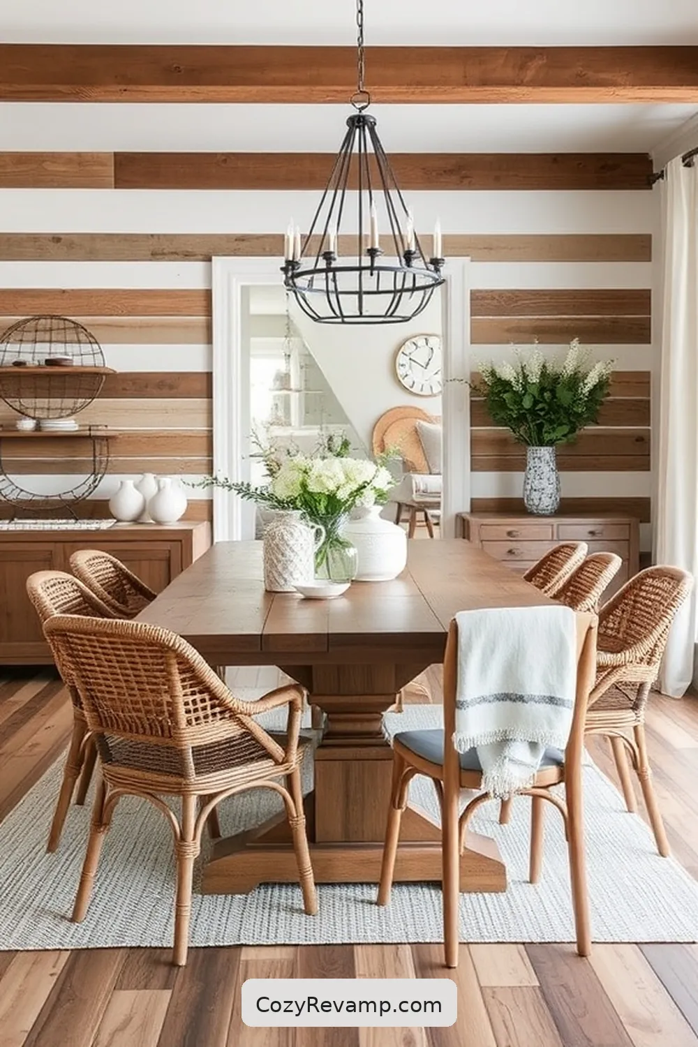 Layered Textures With Reclaimed Wood for 24 Stunning Modern Farmhouse Dining Room Ideas With Recycled Wood Material