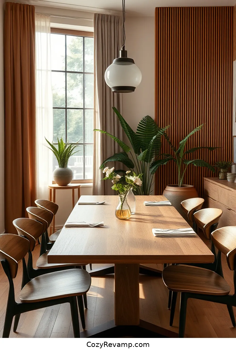Minimalist Dining Space With Warm Wood Touches for 24 Stunning Modern Farmhouse Dining Room Ideas With Recycled Wood Material