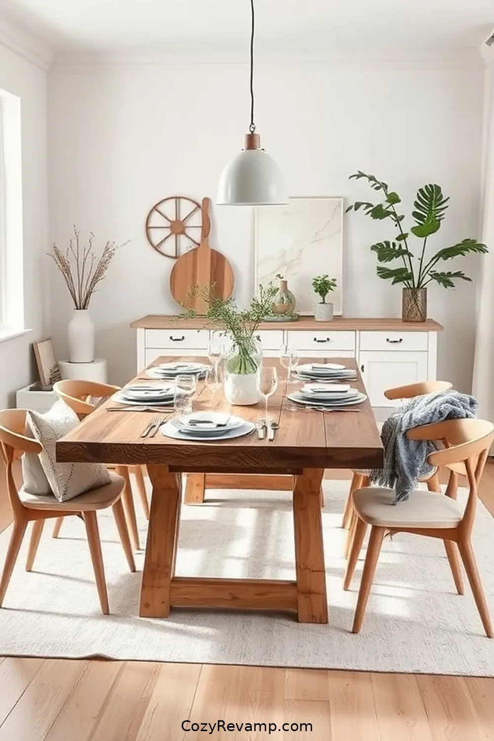 Scandinavian Inspired Dining With Reclaimed Elements for 24 Stunning Modern Farmhouse Dining Room Ideas With Recycled Wood Material
