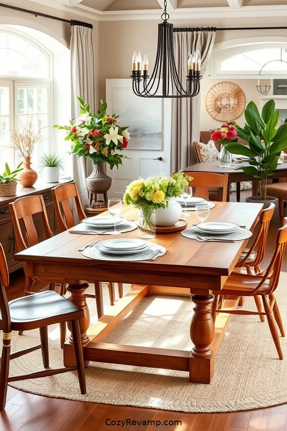 Vintage Farmhouse Table With Contemporary Accents for 24 Stunning Modern Farmhouse Dining Room Ideas With Recycled Wood Material