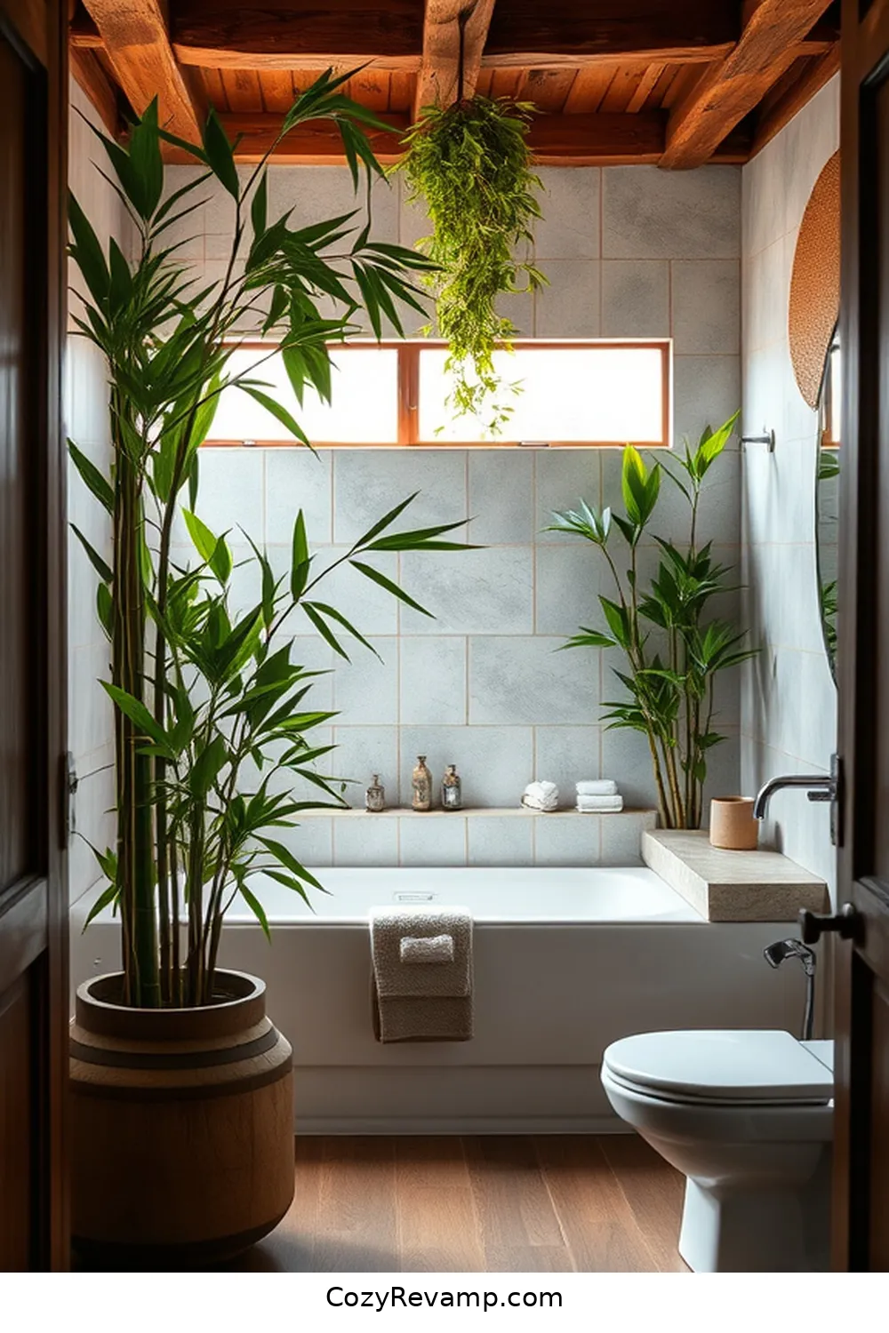 24 Stunning Rustic Bathroom Ideas With Bamboo Material 18 Bamboo Plant Decor for a Lush Vibe for 24 Stunning Rustic Bathroom Ideas With Bamboo Material