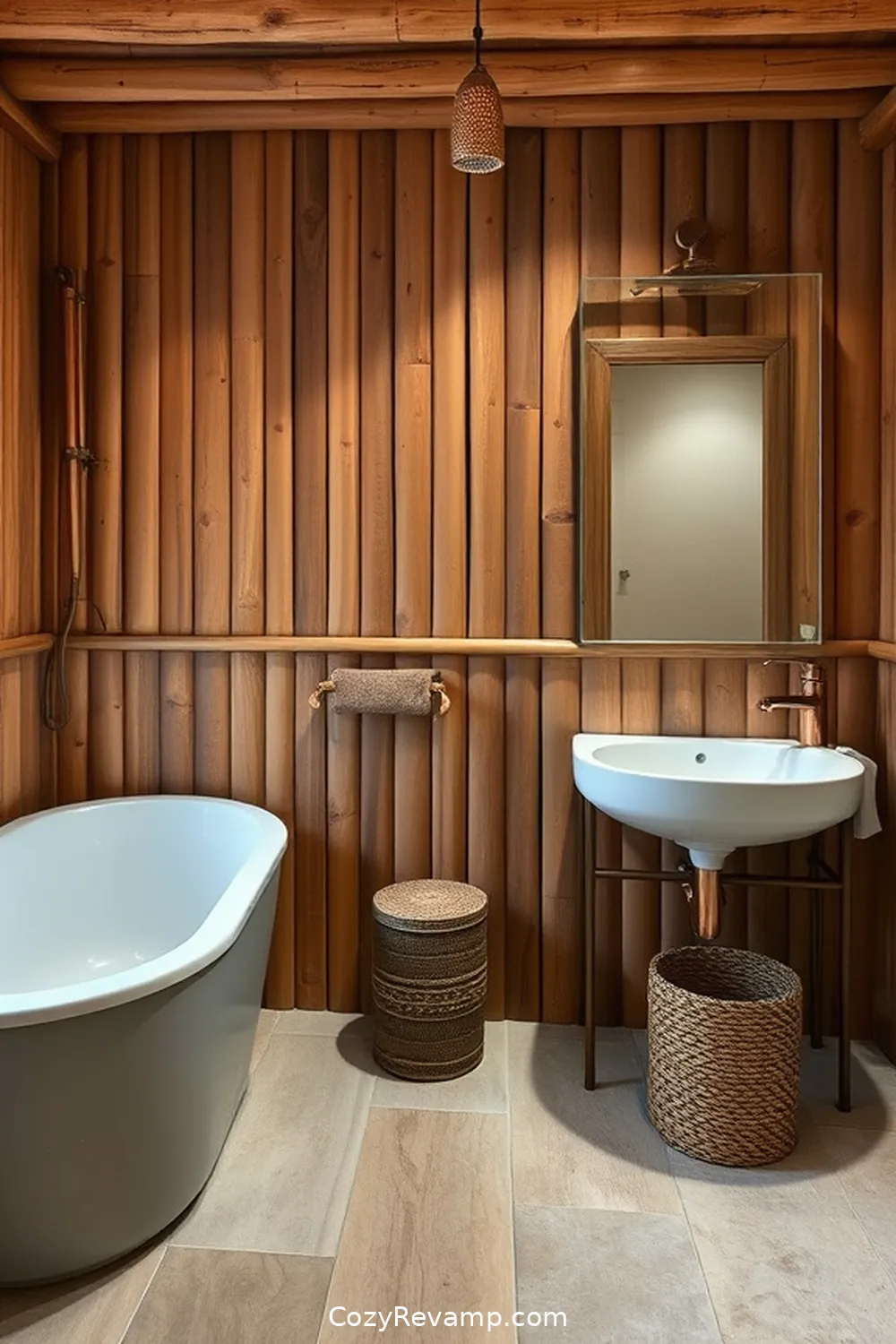 24 Stunning Rustic Bathroom Ideas With Bamboo Material 23 Bamboo and Copper Accents for Contrast for 24 Stunning Rustic Bathroom Ideas With Bamboo Material