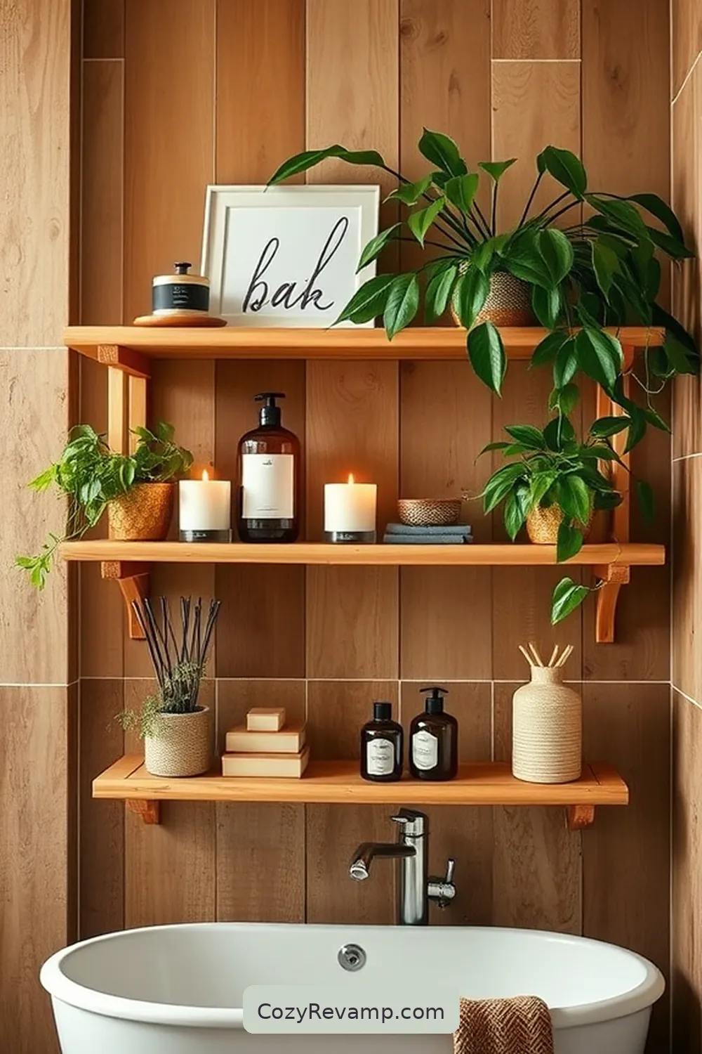 24 Stunning Rustic Bathroom Ideas With Bamboo Material 3 Open Shelving Made of Bamboo for 24 Stunning Rustic Bathroom Ideas With Bamboo Material
