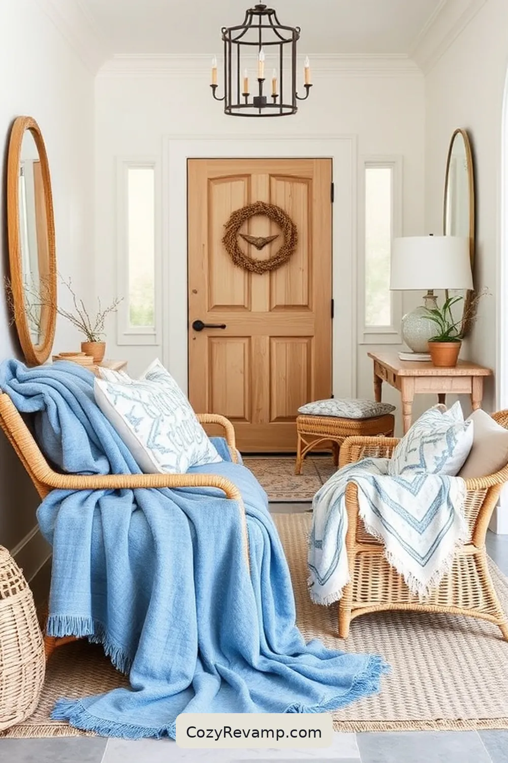 Beach-Inspired Throw Blankets for Cozy Vibes for 24 Ways to Create a Coastal Entryway Using Natural Fibers
