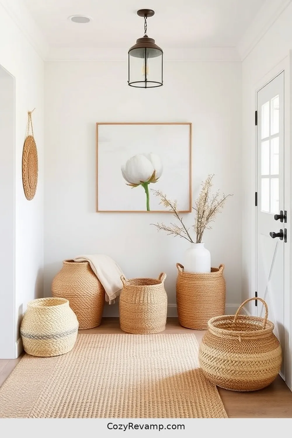 Cotton Canvas Wall Art for a Beachy Touch for 24 Ways to Create a Coastal Entryway Using Natural Fibers