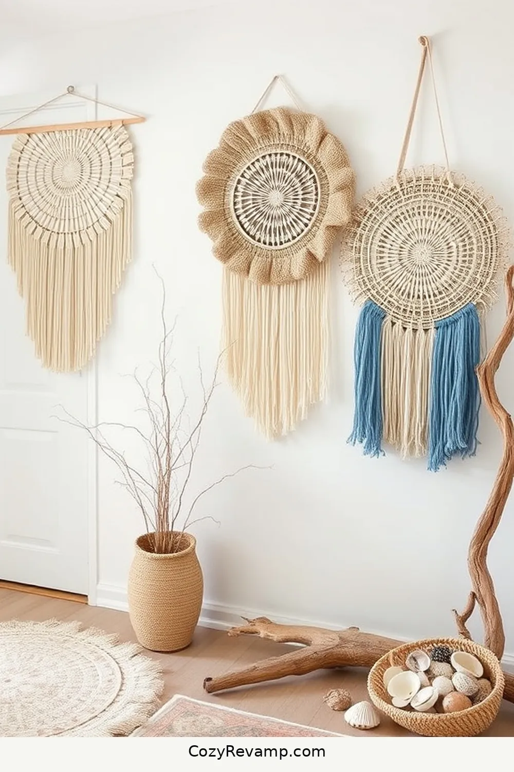 Natural Fiber Wall Hangings for Texture for 24 Ways to Create a Coastal Entryway Using Natural Fibers