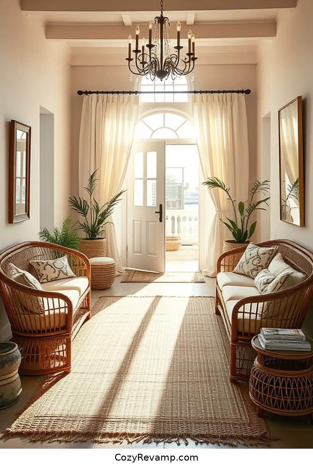 Rattan Furniture for a Breezy Feel for 24 Ways to Create a Coastal Entryway Using Natural Fibers
