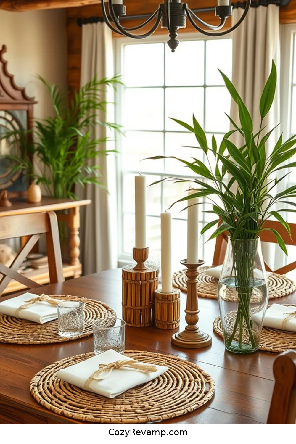 Add Bamboo Decorative Accents for 24 Ways to Create a Rustic Dining Room With Bamboo Material