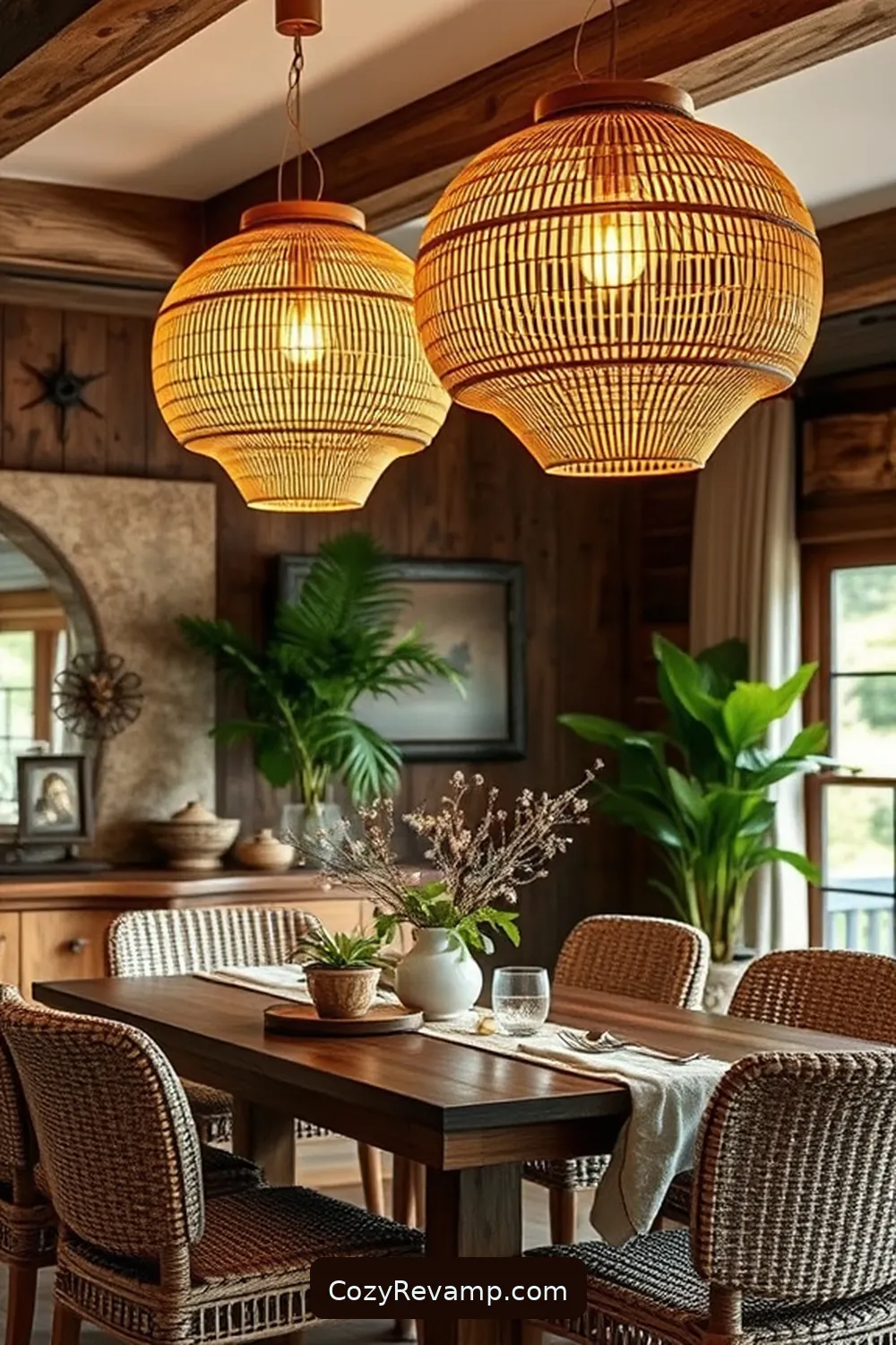 Add Bamboo Lighting Fixtures for 24 Ways to Create a Rustic Dining Room With Bamboo Material