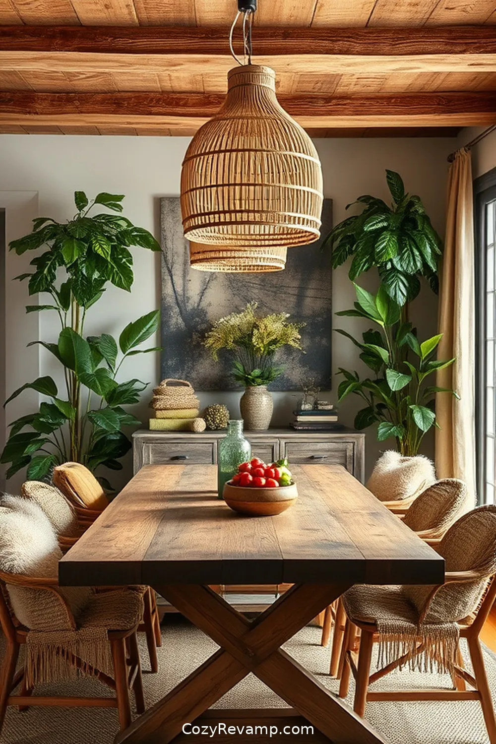 Add Bamboo Pendant Lights for 24 Ways to Create a Rustic Dining Room With Bamboo Material