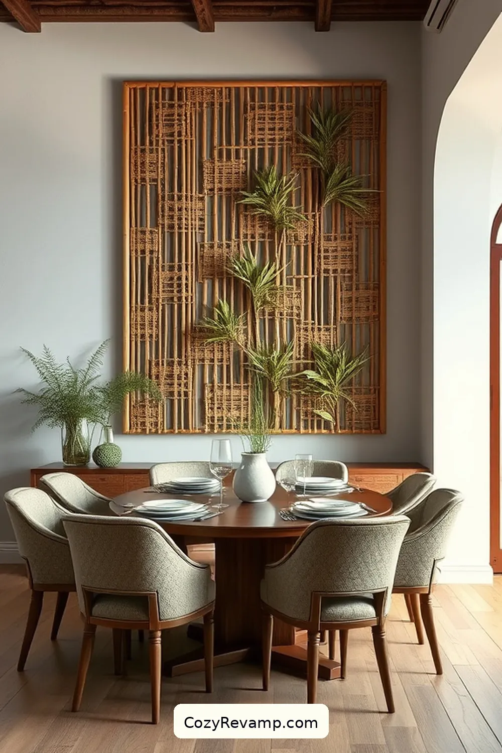 Create Bamboo Wall Art for 24 Ways to Create a Rustic Dining Room With Bamboo Material