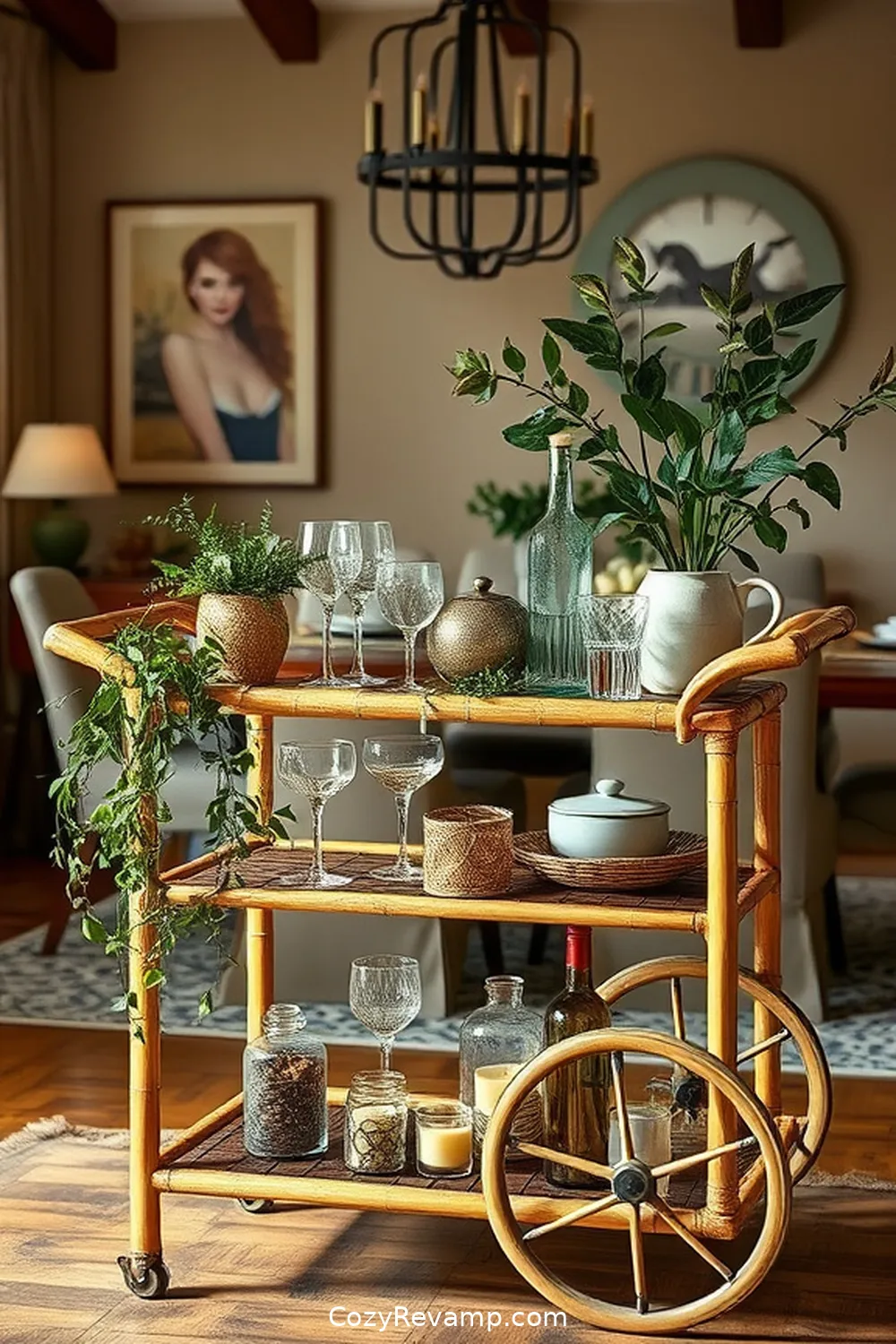 Create a Bamboo Bar Cart for 24 Ways to Create a Rustic Dining Room With Bamboo Material