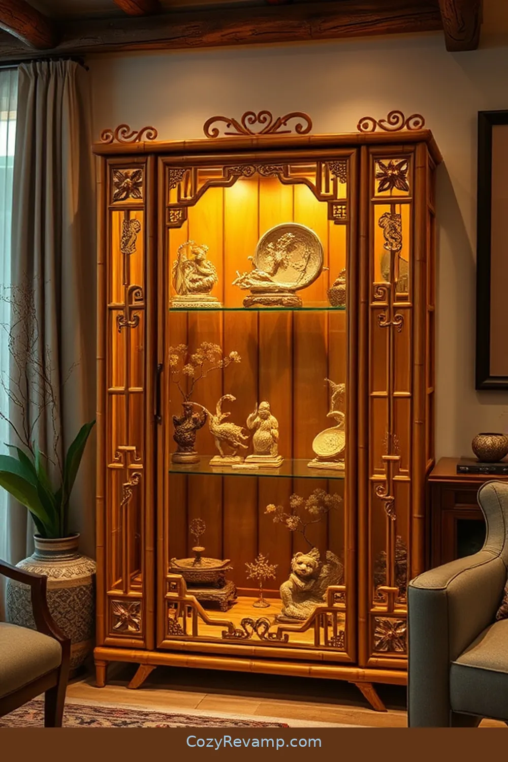 Create a Bamboo Display Cabinet for 24 Ways to Create a Rustic Dining Room With Bamboo Material