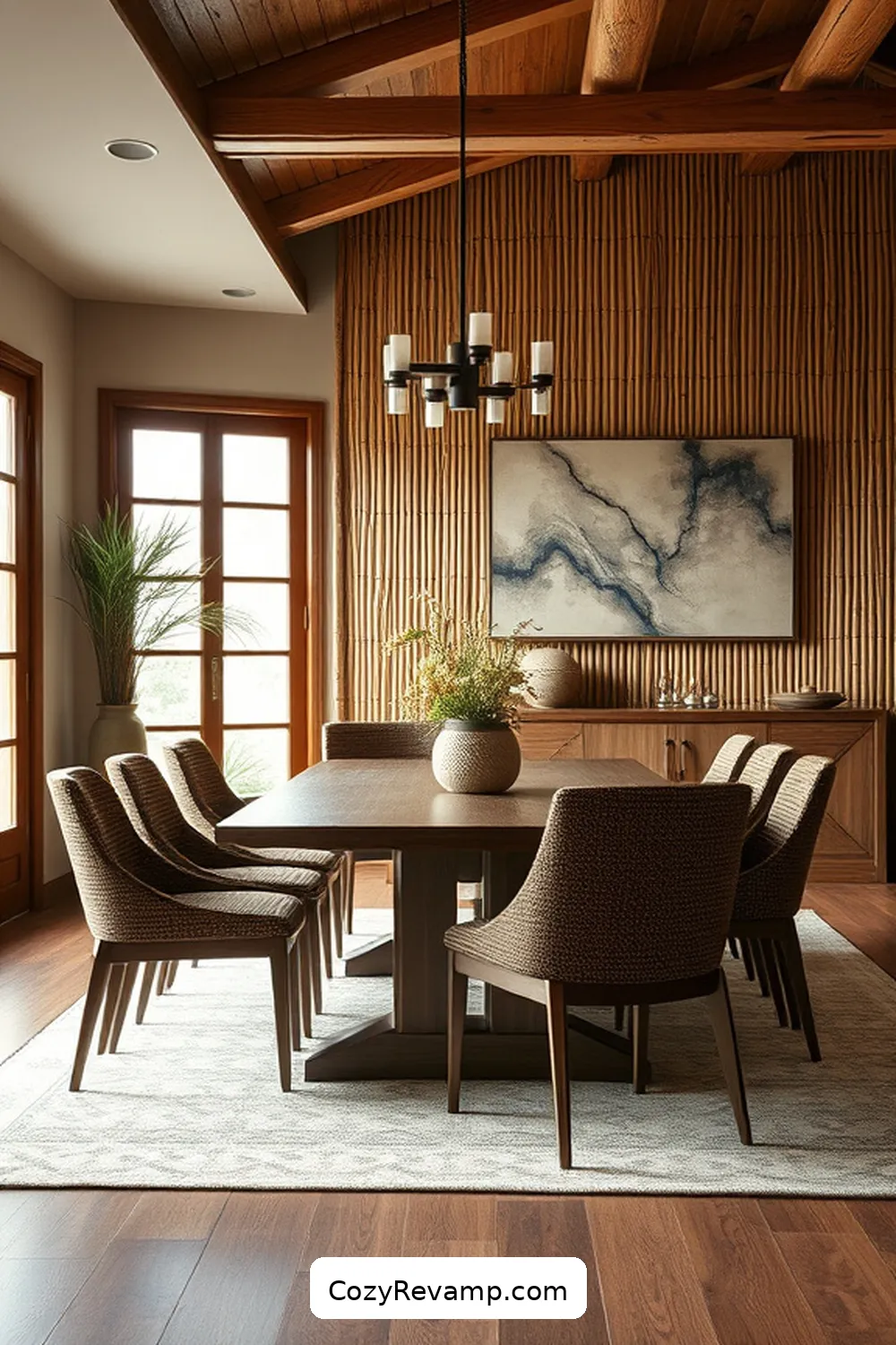 Incorporate Bamboo Wall Paneling for 24 Ways to Create a Rustic Dining Room With Bamboo Material