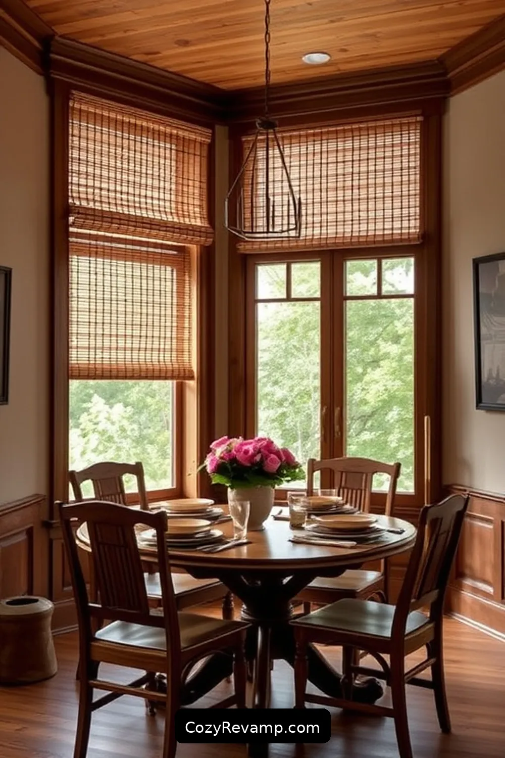 Install Bamboo Window Treatments for 24 Ways to Create a Rustic Dining Room With Bamboo Material