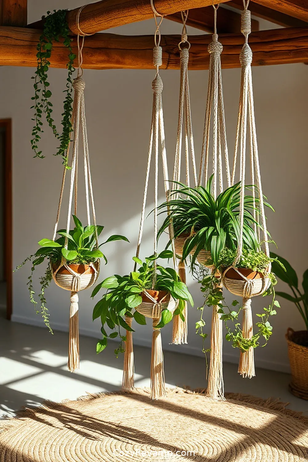 Macrame Plant Hangers for Greenery for 24 Ways to Create a Rustic Entryway With Natural Fibers