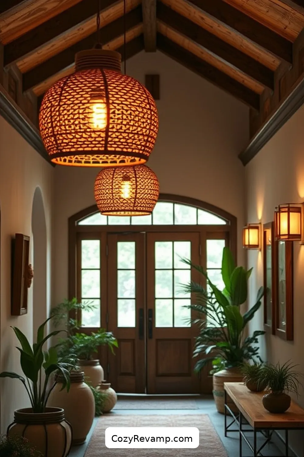 Natural Fiber Lighting Fixtures for 24 Ways to Create a Rustic Entryway With Natural Fibers