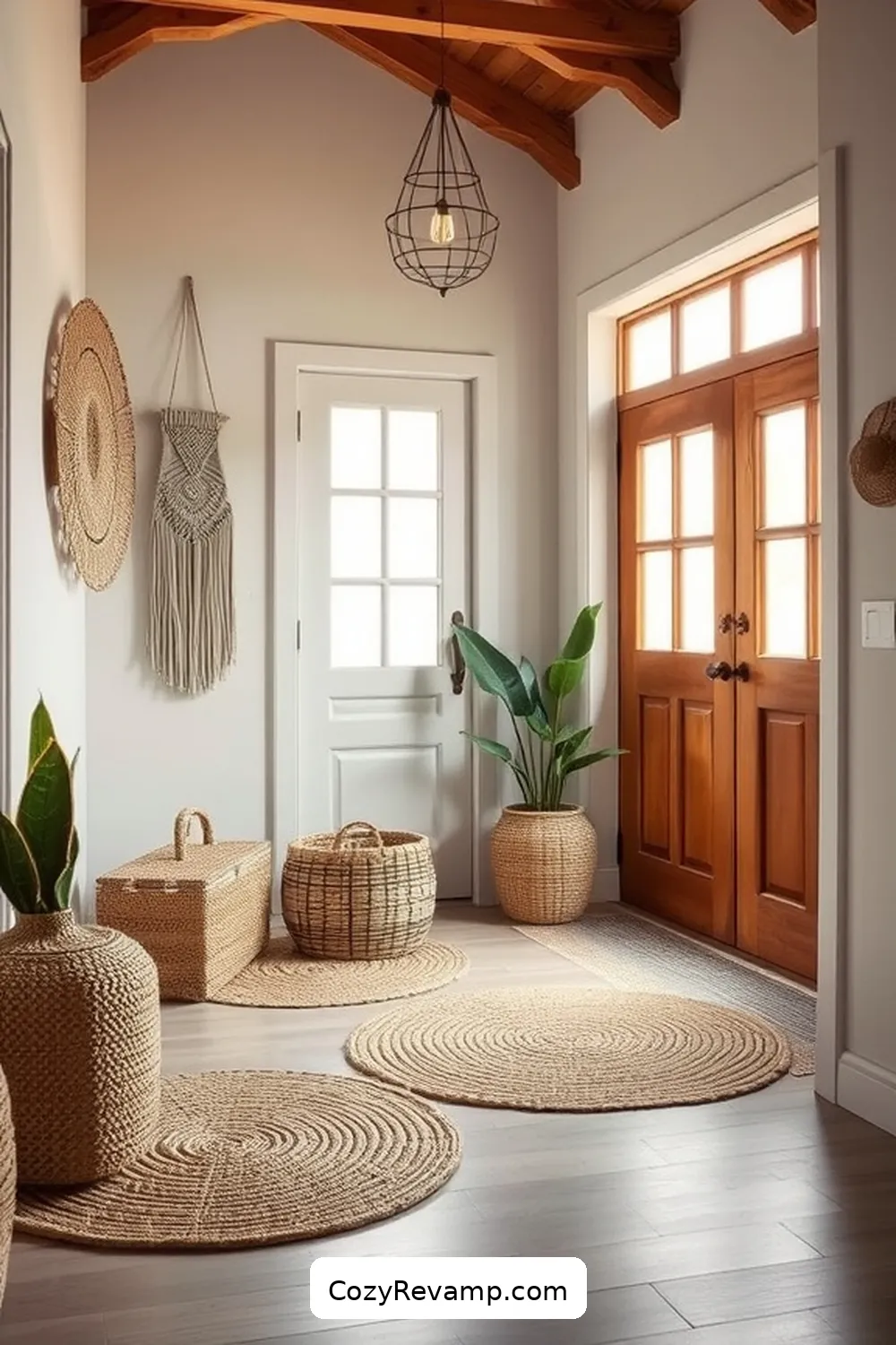Rustic Fiber Art Pieces for Visual Interest for 24 Ways to Create a Rustic Entryway With Natural Fibers