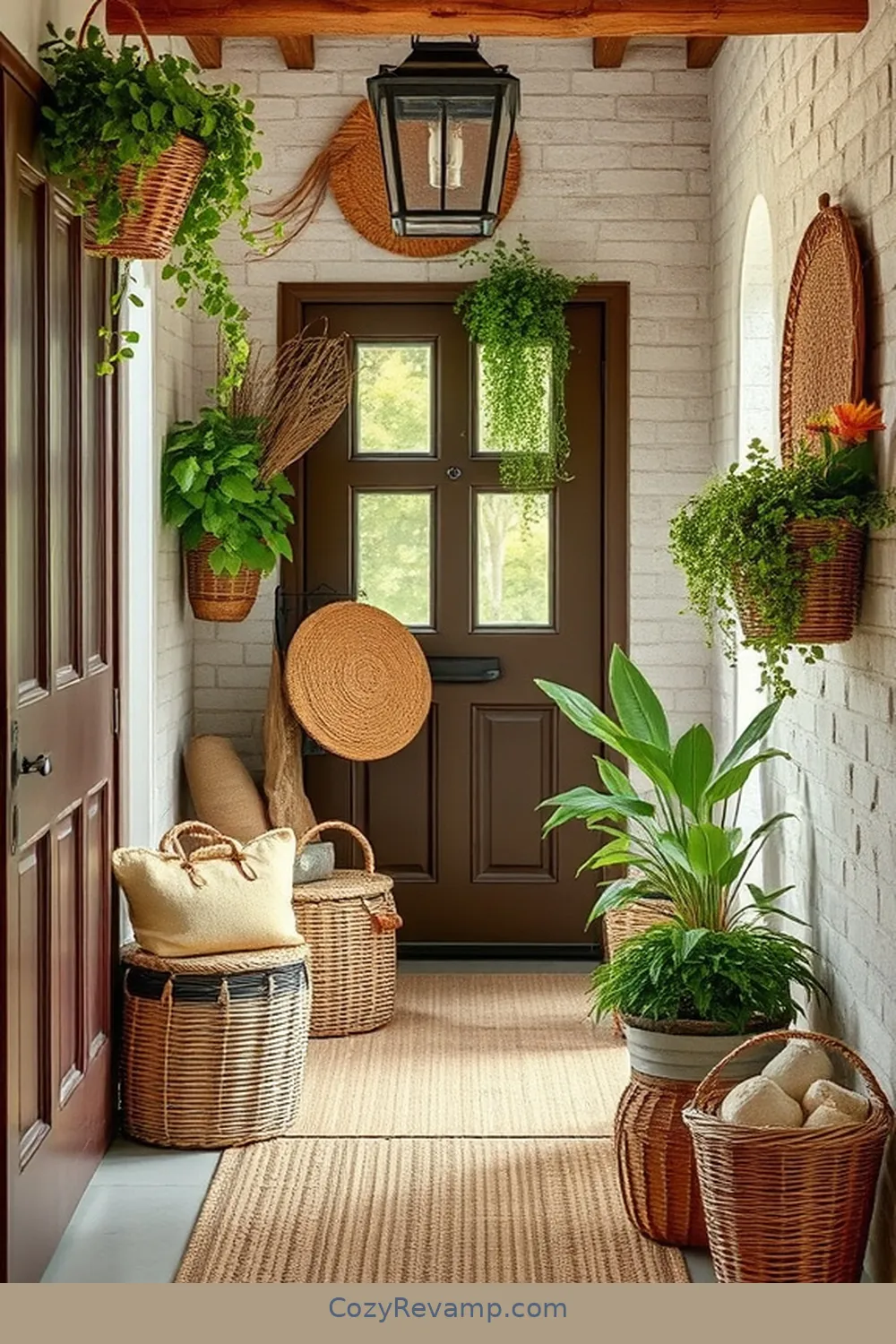 Wicker Baskets for Storage and Style for 24 Ways to Create a Rustic Entryway With Natural Fibers