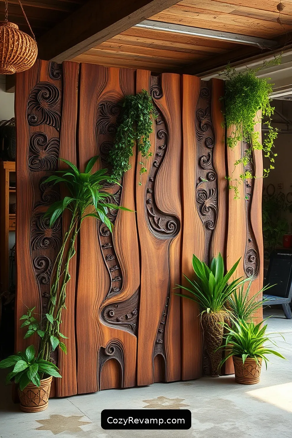 Artistic Wooden Room Divider for 25 Creative Bohemian Garage Ideas With Recycled Wood Material