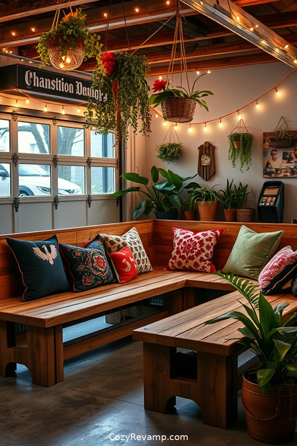 Custom Wood Benches for 25 Creative Bohemian Garage Ideas With Recycled Wood Material