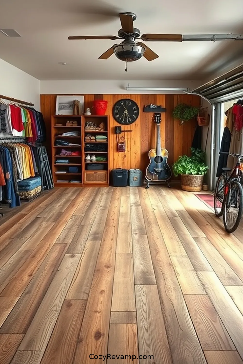 DIY Wood Flooring for 25 Creative Bohemian Garage Ideas With Recycled Wood Material