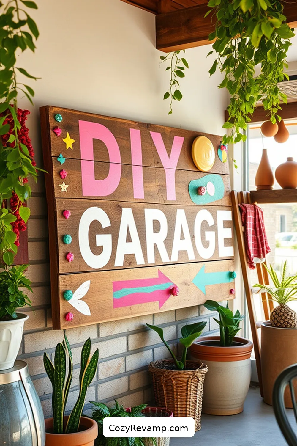 DIY Wood Signage for 25 Creative Bohemian Garage Ideas With Recycled Wood Material