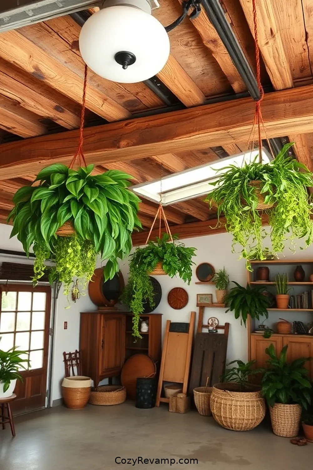 Reclaimed Wood Ceiling Beams for 25 Creative Bohemian Garage Ideas With Recycled Wood Material