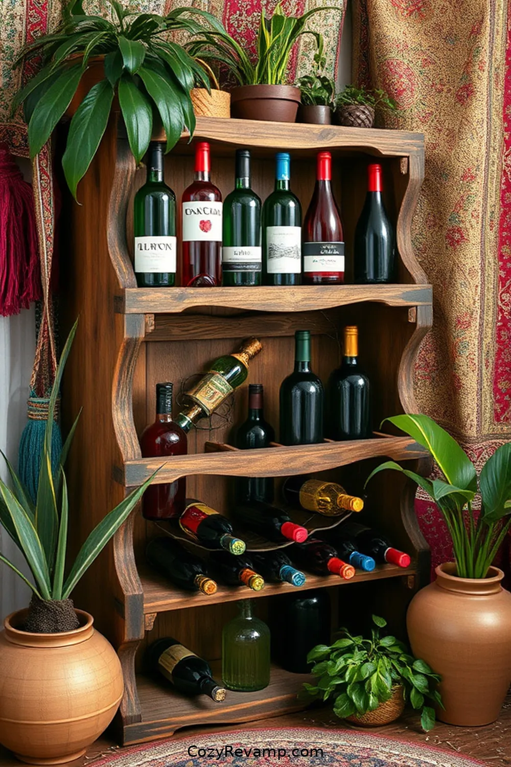 Upcycled Wood Wine Rack for 25 Creative Bohemian Garage Ideas With Recycled Wood Material