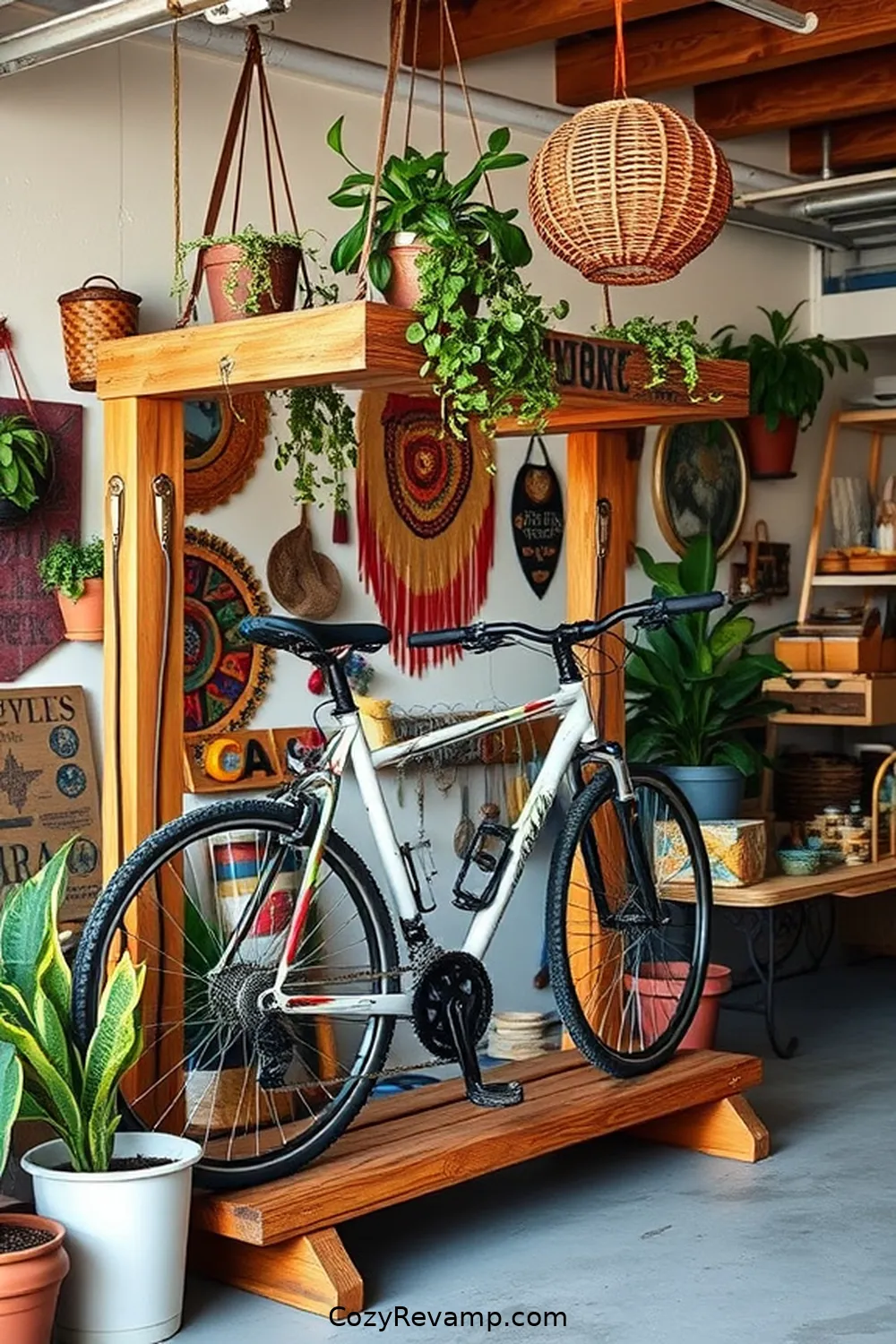 Wooden Bike Rack for 25 Creative Bohemian Garage Ideas With Recycled Wood Material
