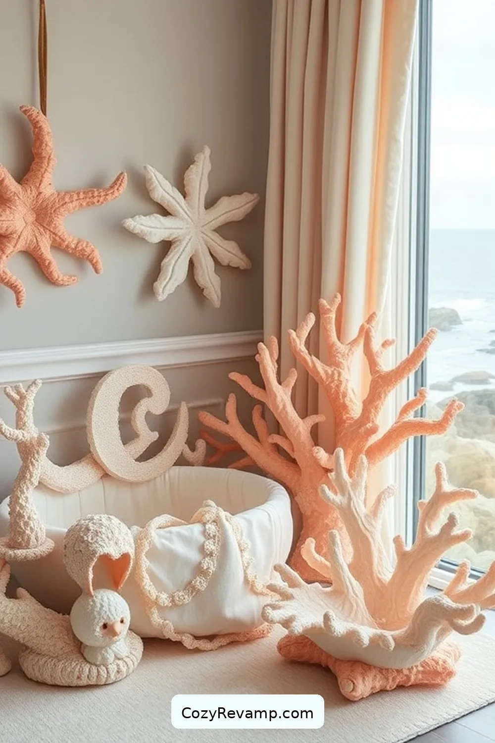 DIY Coral-Inspired Nursery Accessories for 25 Creative Coastal Nursery Ideas Using Reclaimed Materials