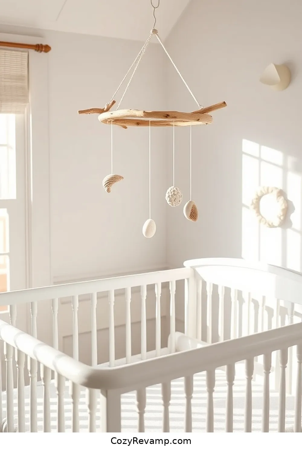 Driftwood Crib Mobile for 25 Creative Coastal Nursery Ideas Using Reclaimed Materials