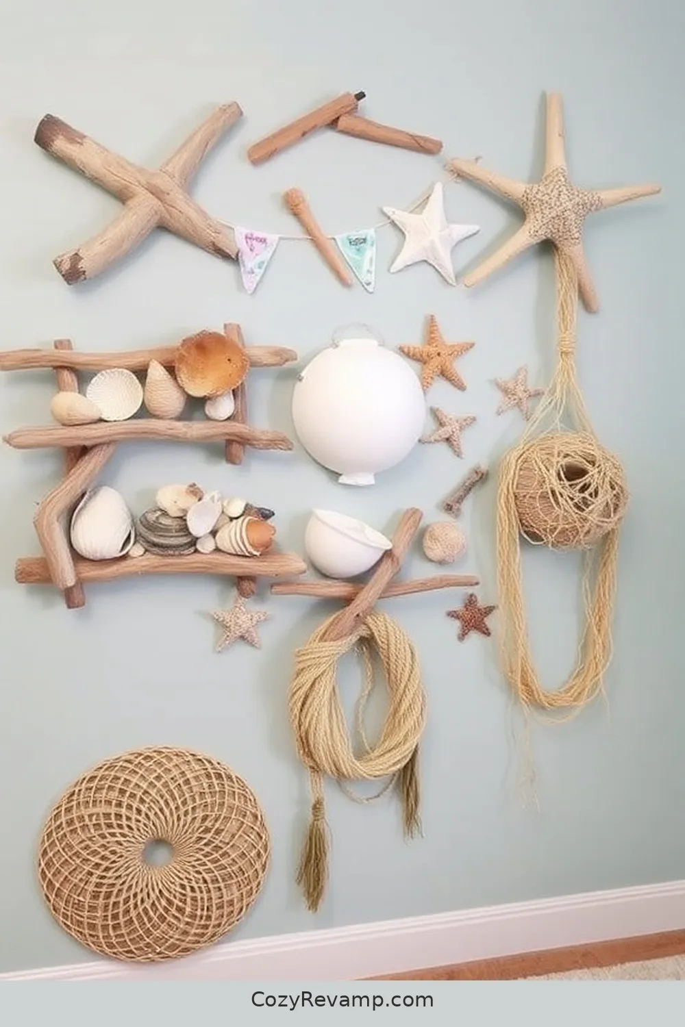 Ocean-Themed Wall Art From Reclaimed Materials for 25 Creative Coastal Nursery Ideas Using Reclaimed Materials