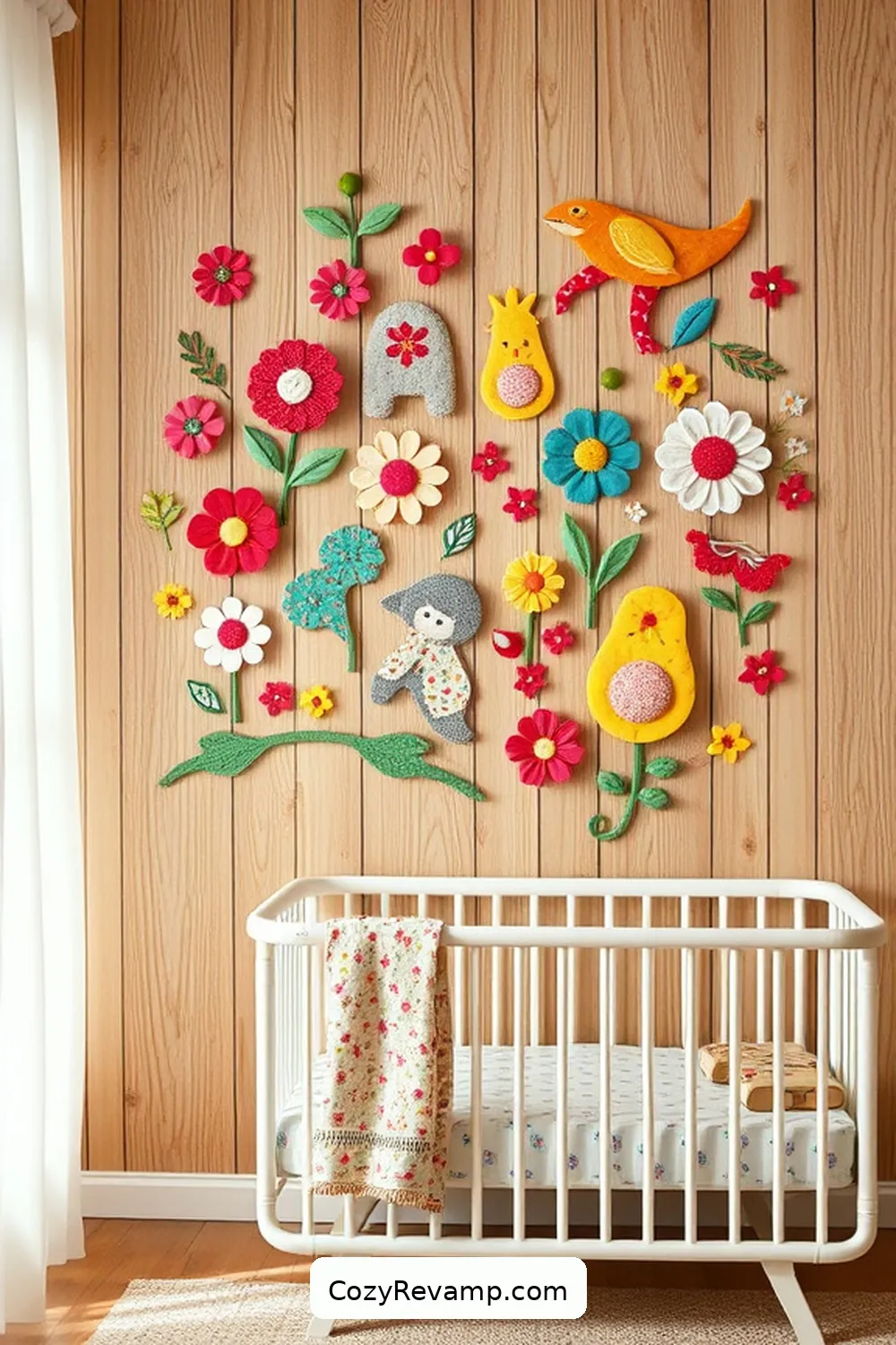 DIY Fabric Wall Decals for 25 Creative Rustic Nursery Ideas With Upcycled Fabric Material