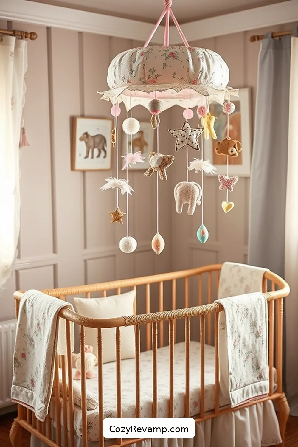 Fabric Mobile for Dreamy Decor for 25 Creative Rustic Nursery Ideas With Upcycled Fabric Material