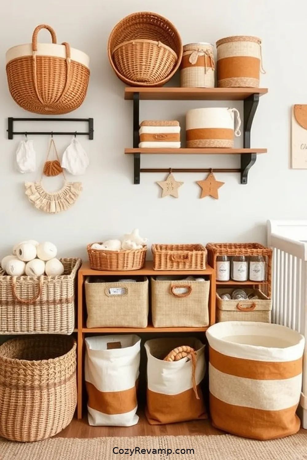 Rustic Fabric Storage Solutions for 25 Creative Rustic Nursery Ideas With Upcycled Fabric Material