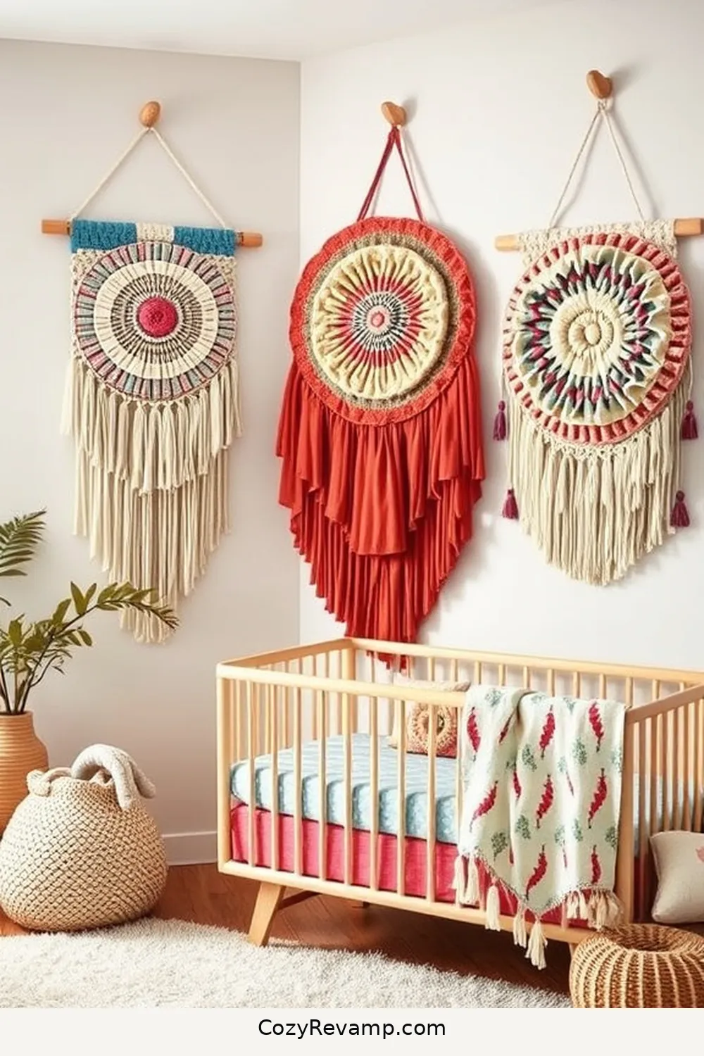 Upcycled Fabric Wall Hangings for 25 Creative Rustic Nursery Ideas With Upcycled Fabric Material