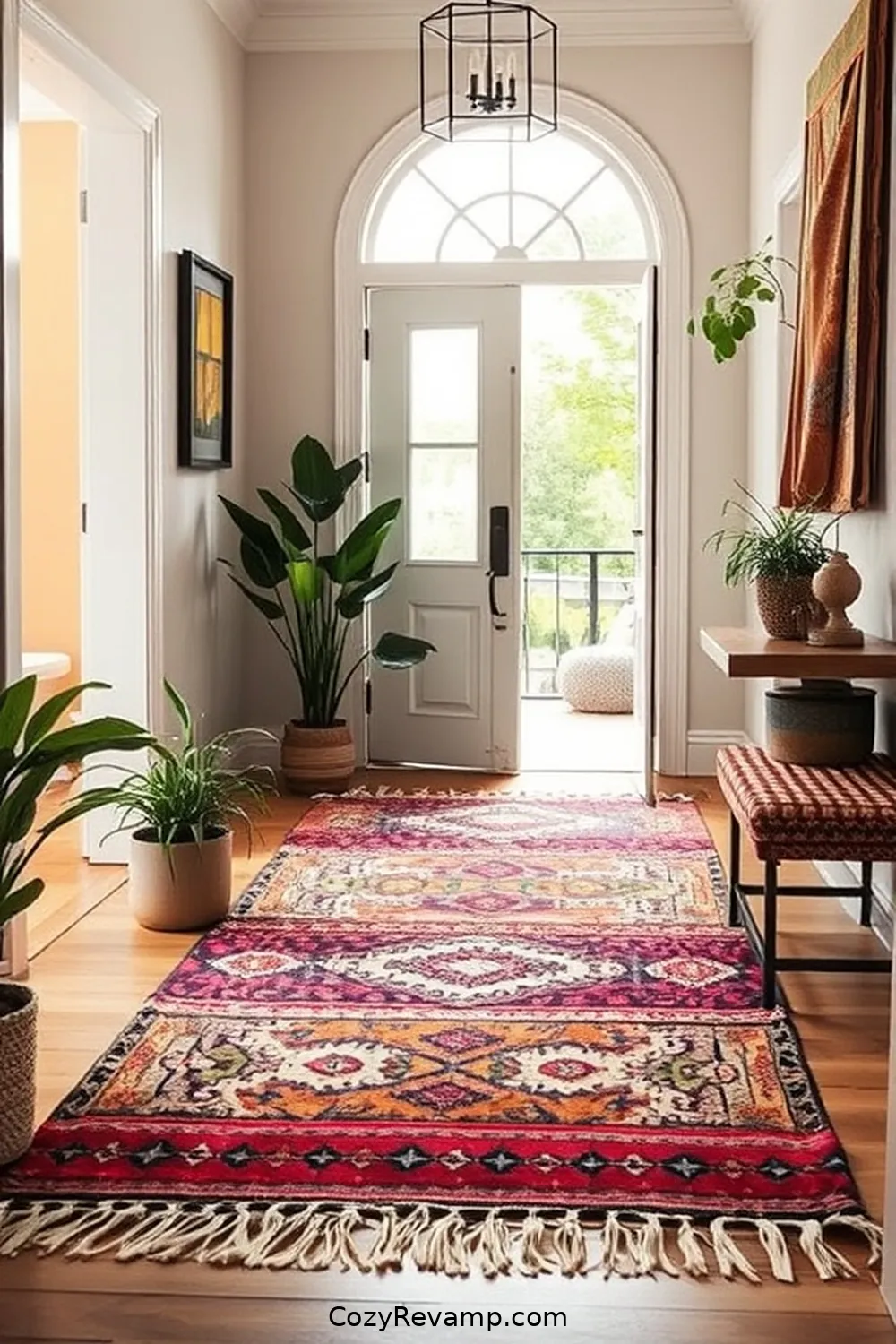 25 Creative Ways to Style a Bohemian Entryway With Upcycled Fabric 5 Boho-Inspired Fabric Rugs for 25 Creative Ways to Style a Bohemian Entryway With Upcycled Fabric