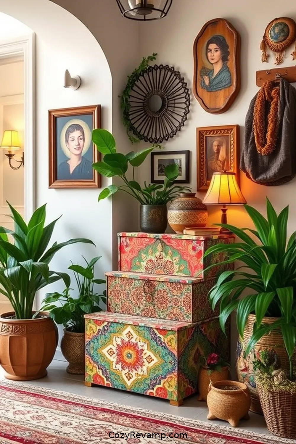 25 Creative Ways to Style a Bohemian Entryway With Upcycled Fabric 22 Decorative Fabric Boxes for 25 Creative Ways to Style a Bohemian Entryway With Upcycled Fabric