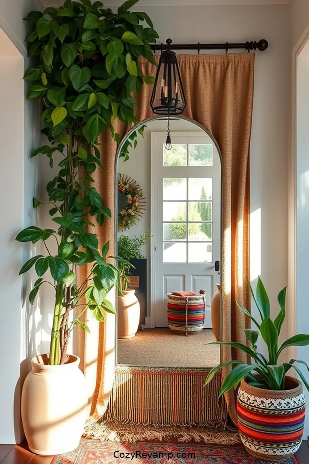 25 Creative Ways to Style a Bohemian Entryway With Upcycled Fabric 13 Fabric Framed Mirrors for 25 Creative Ways to Style a Bohemian Entryway With Upcycled Fabric